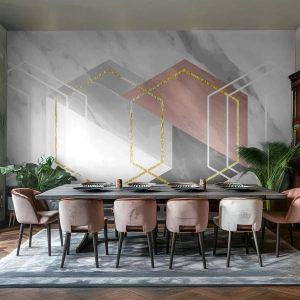 Fotobehang Premium Canvas - Keten samenstelling - Abstractie, Deel, Zeshoek - 250x175 cm