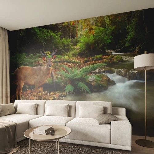 Zelfklevend Fotobehang Deluxe Sticker - Welkom in mijn wereld - Landschap, Dieren, Hert - 250x175 cm