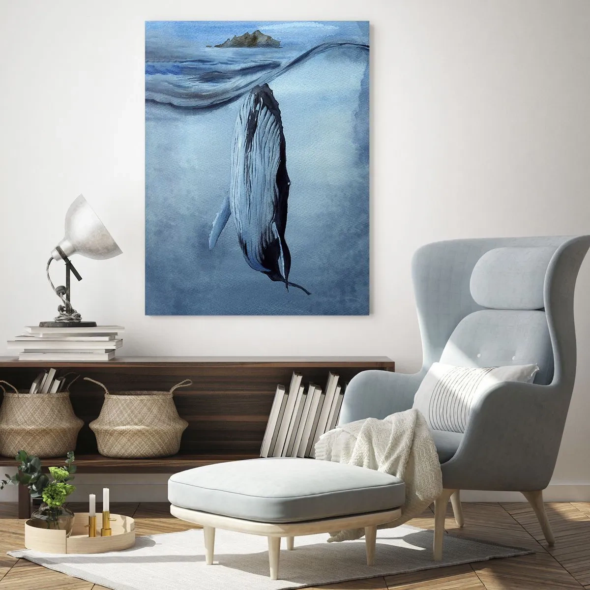 Schilderen op glas - Twee noordelijke werelden - 80x120 cm