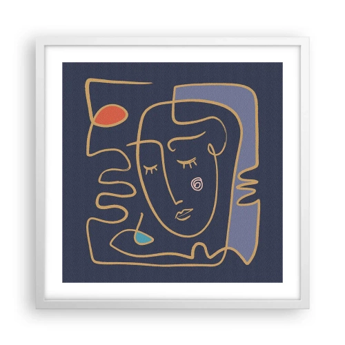 Poster in een witte lijst - In nadenken - 50x50 cm