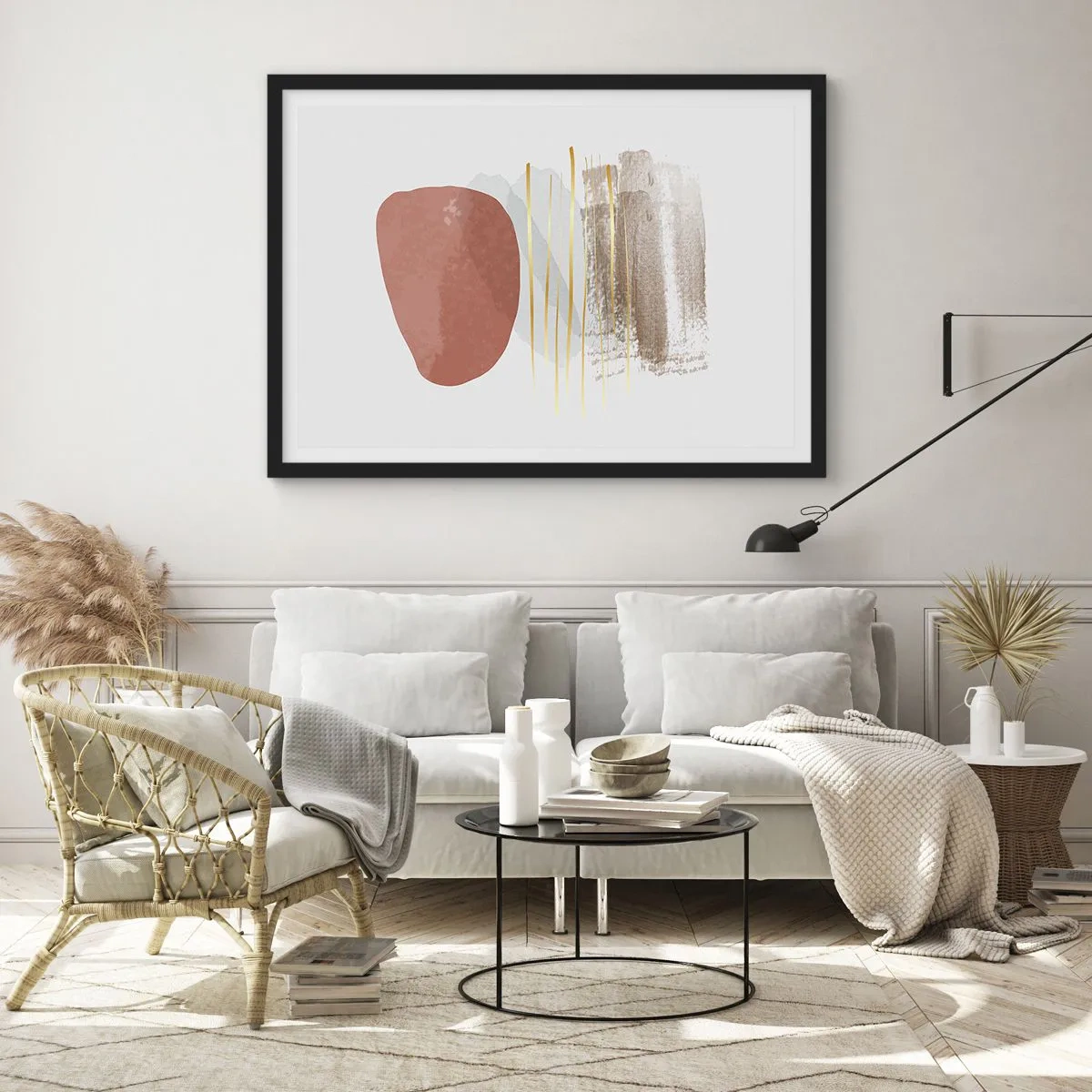 Poster in een zwarte lijst - Abstracte zuilengalerij - 70x50 cm