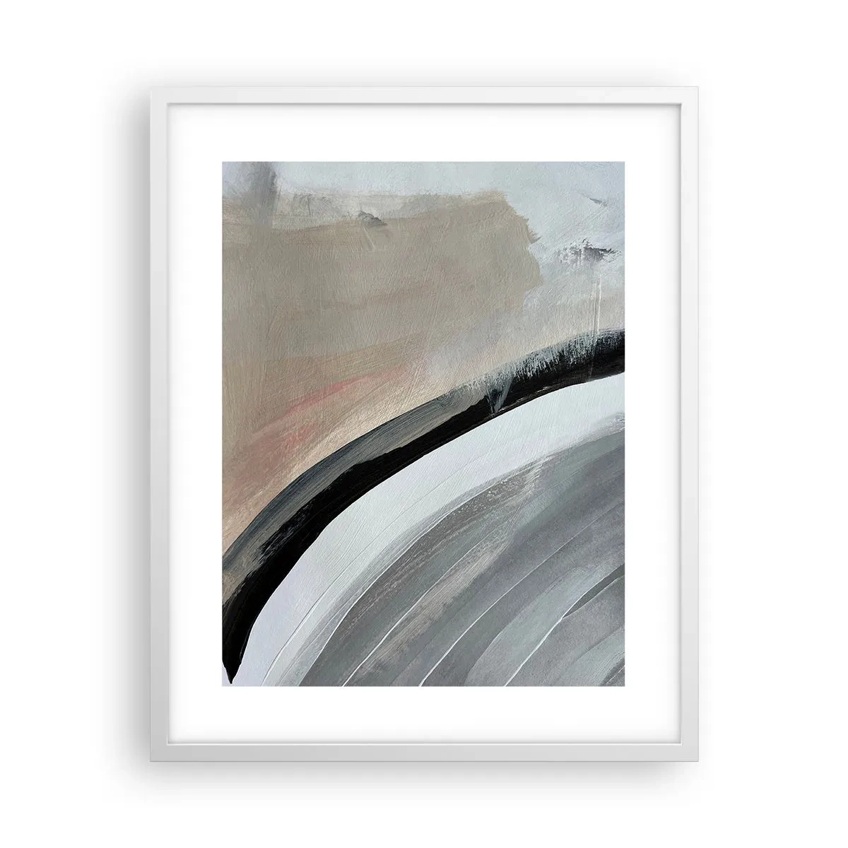 Poster in een witte lijst - Compositie: boog van zwart en grijs - 40x50 cm