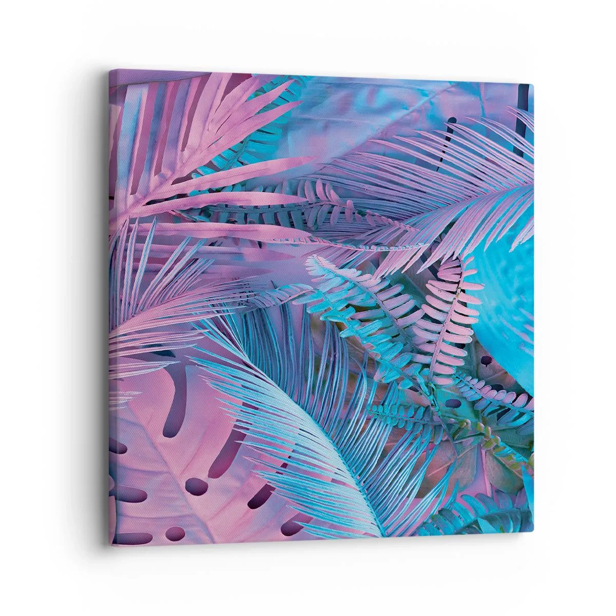 Schilderen op canvas - Tropen in roze en blauw - 30x30 cm