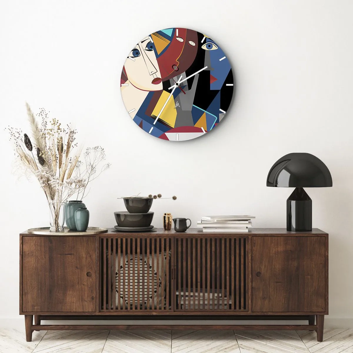 Wandklok - Klok - Een gesprek tussen kubisten - 40x40 cm