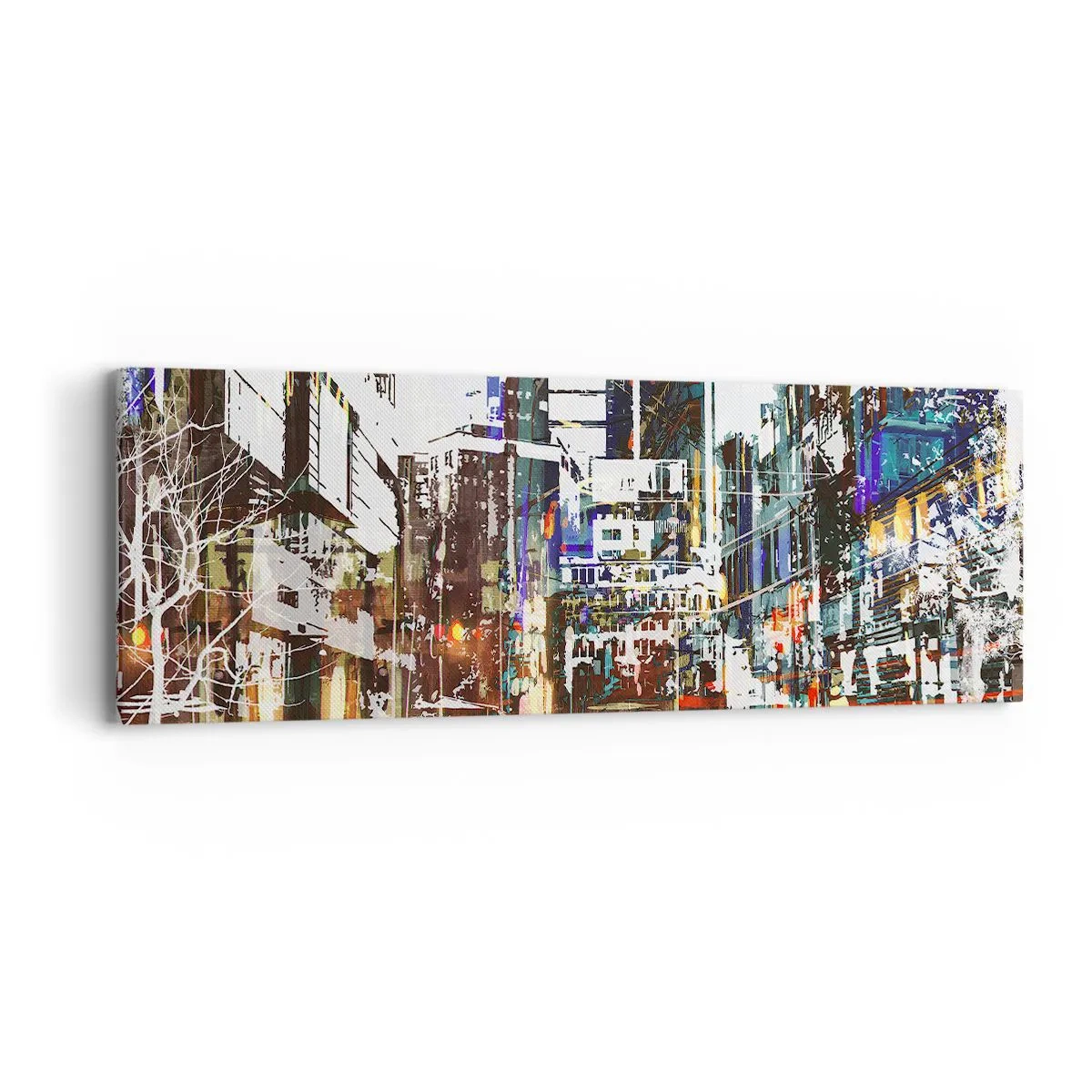Schilderen op canvas - Een glinsterende stad - 90x30 cm