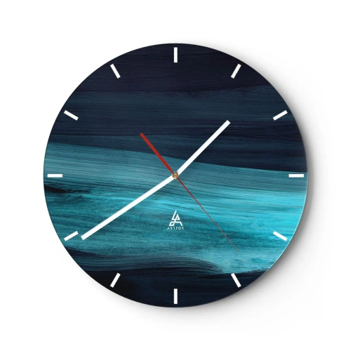 Wandklok - Klok - Abstracte strepen in turquoise en marineblauw die doen denken aan water - 30x30cm - Ga met de stroom mee - Moderne wanddecoratie voor woonkamer, keuken en slaapkamer ARTTOR