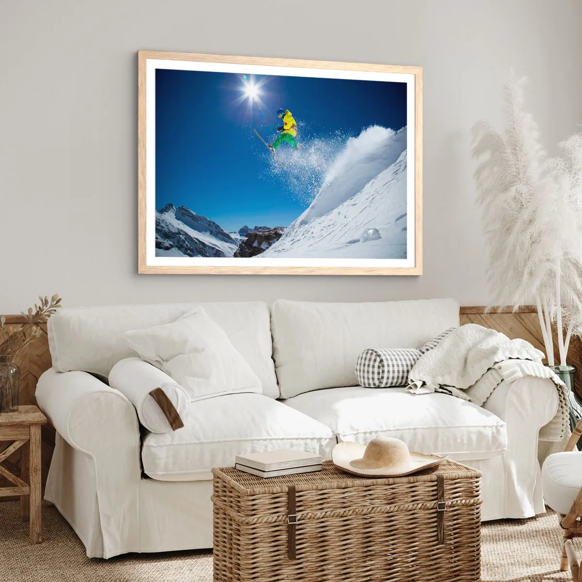 Een poster in een licht eiken lijst - Dansend met de bergen - 91x61 cm