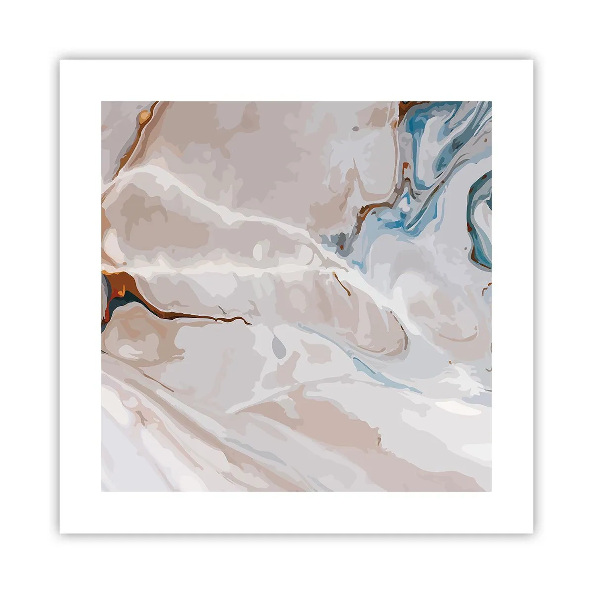 Poster - Blauw kronkelt onder het wit - 40x40 cm