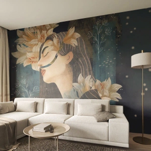 Fotobehang op maat Zelfklevend Deluxe Sticker - Een sprookje over een prinses met lelies - Abstractie, Vrouw, Bloemen