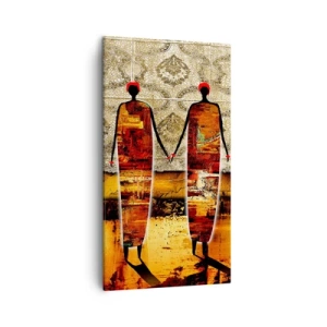 Schilderen op canvas - Etnische compositie in de kleuren van Afrika - 45x80 cm