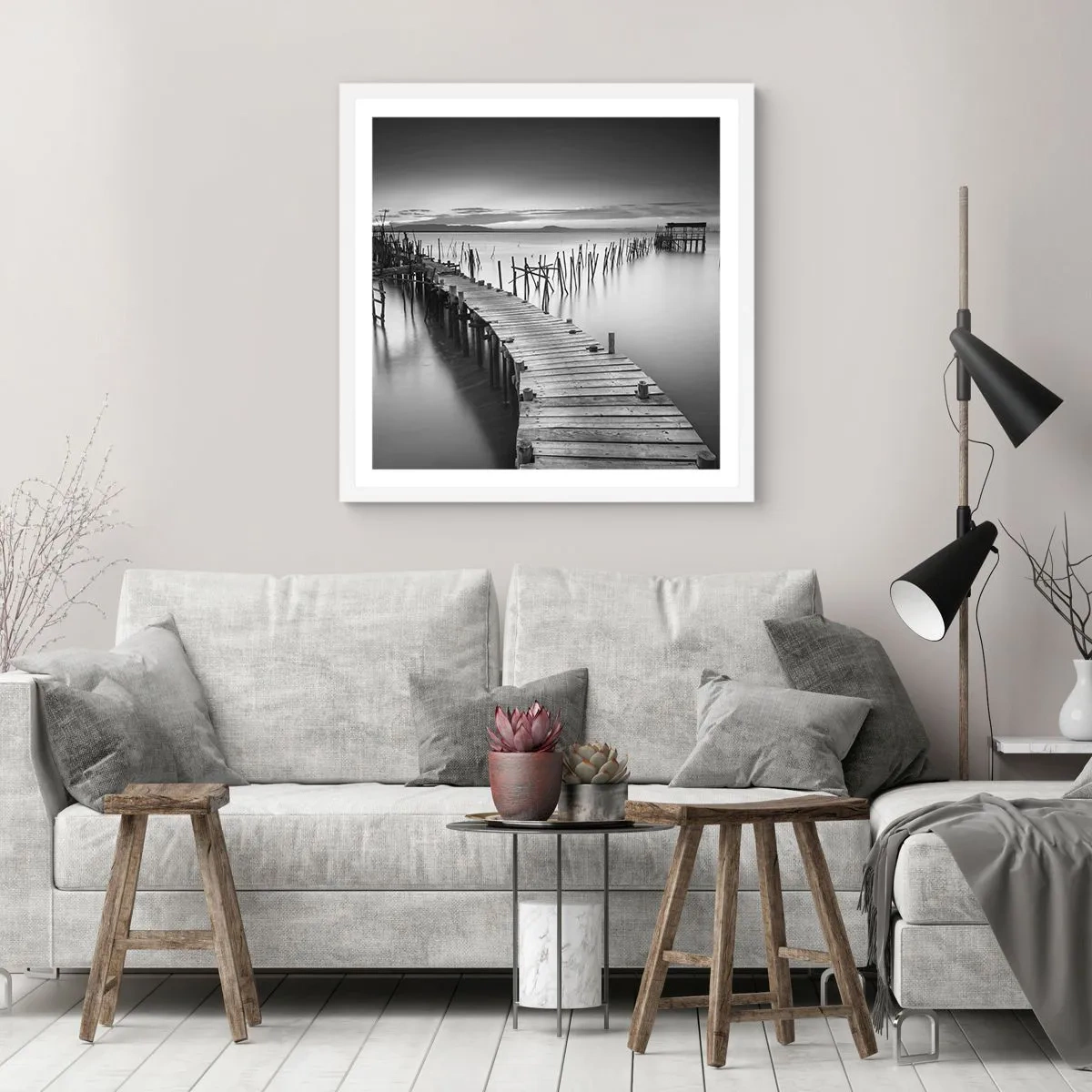 Poster in een witte lijst - De rust van een vergeten kust - 50x50 cm