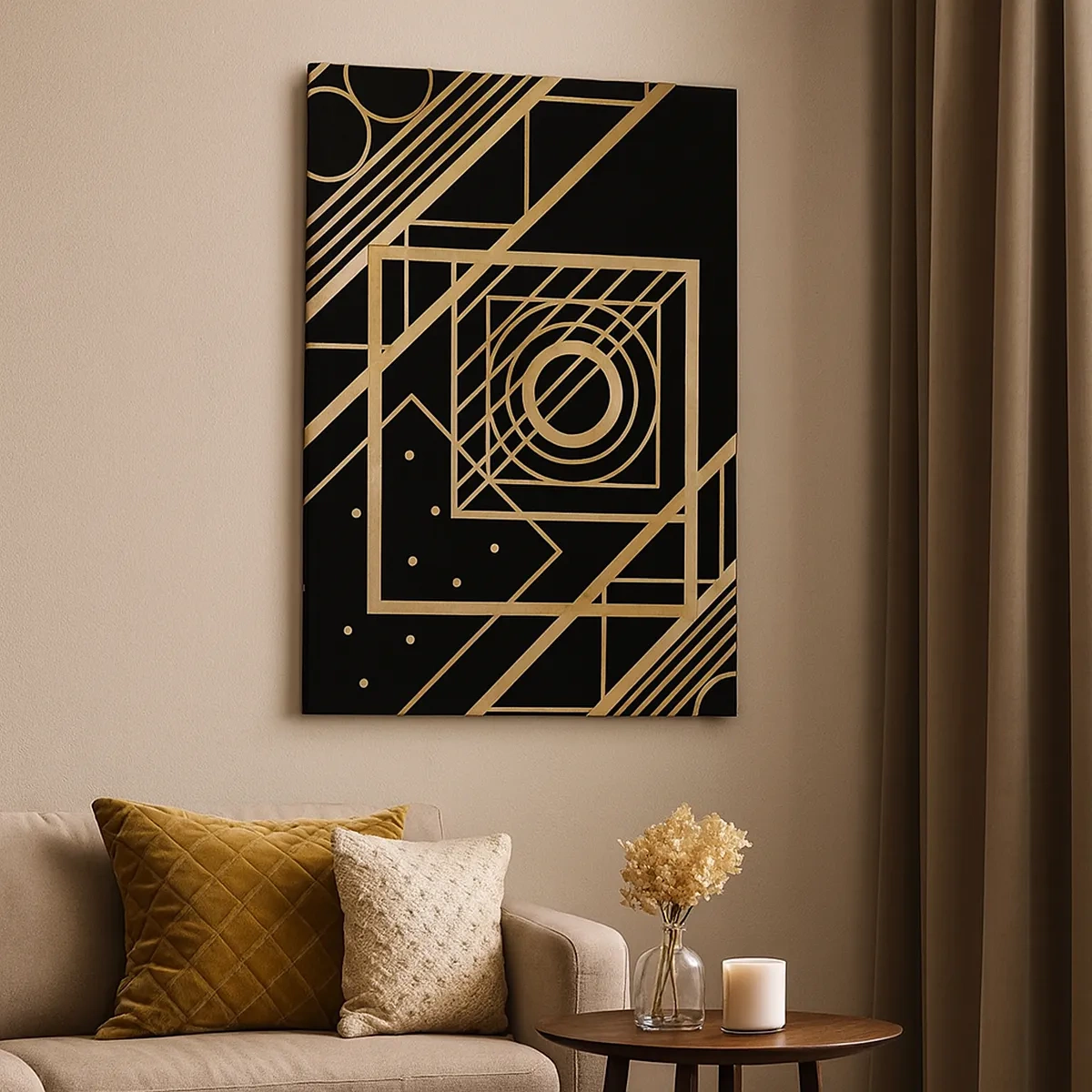 Schilderen op canvas - Gouden geometrie - 50x70 cm