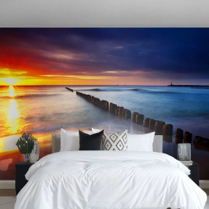 Fotobehang Standard Eco - Luister naar de stilte - Landschap, Zonsondergang, Strand - 150x105 cm