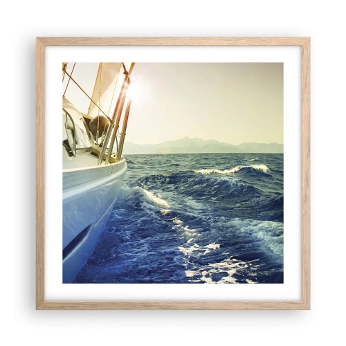 Een poster in een licht eiken lijst - Voor het avontuur - 50x50 cm