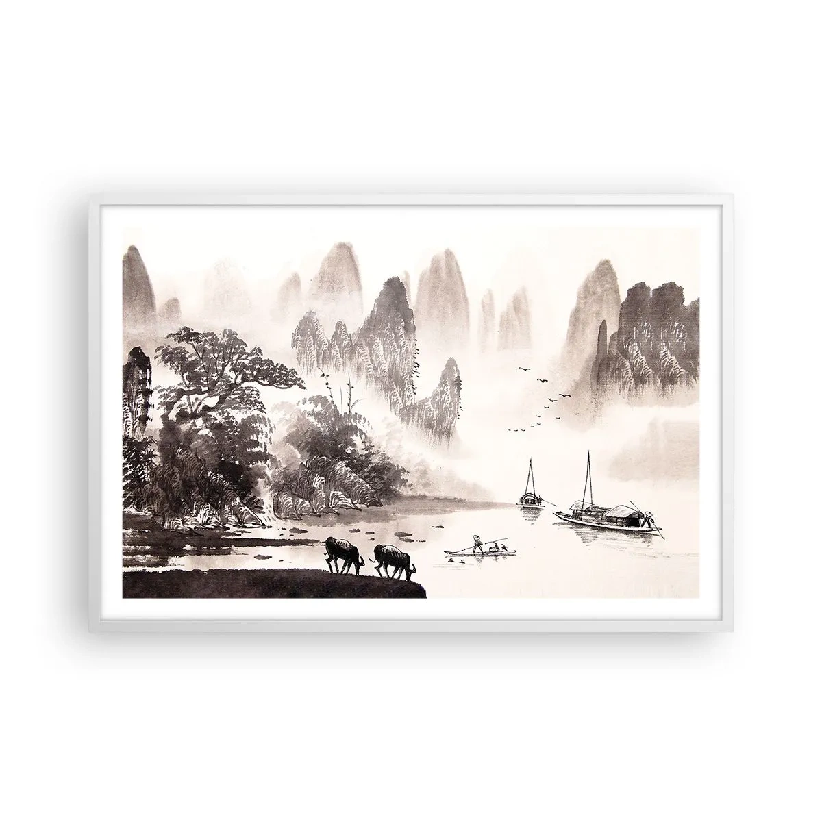 Poster in een witte lijst - Het exotische alledaagse leven van het Oosten - 91x61 cm