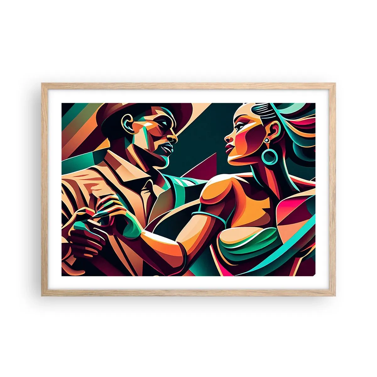 Een poster in een licht eiken lijst - In het ritme van het hart - 70x50 cm