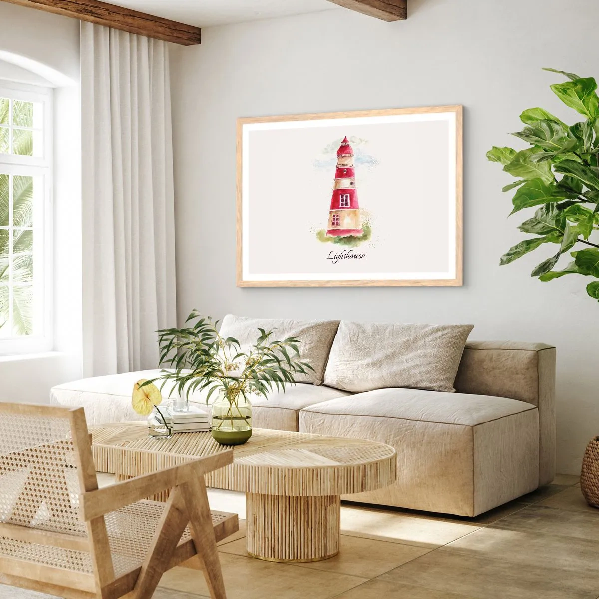 Een poster in een licht eiken lijst - Er is altijd goed weer in de buurt - 100x70 cm