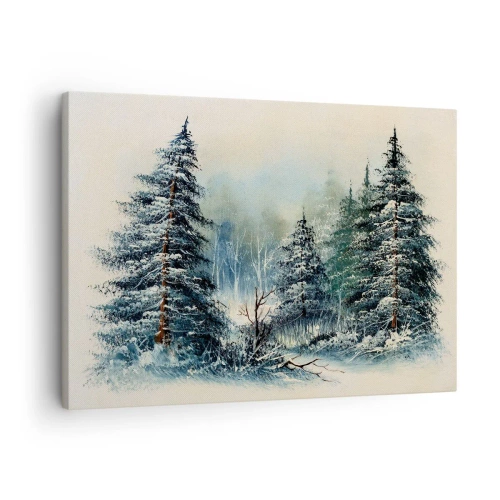 Schilderen op canvas - Winterlandschap met besneeuwde bomen - 70x50cm - Klaar voor kerst - Moderne wanddecoratie voor woonkamer en slaapkamer ARTTOR