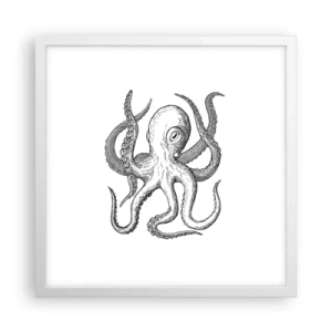 Poster in een witte lijst - Dansend met de golven - 40x40 cm