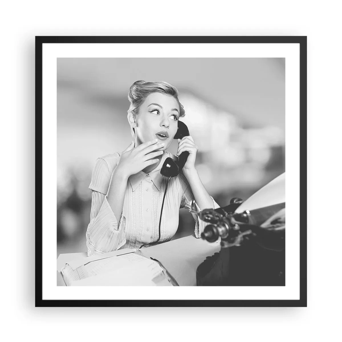 Poster in een zwarte lijst - Hallo, het zijn de jaren 50. - 60x60 cm