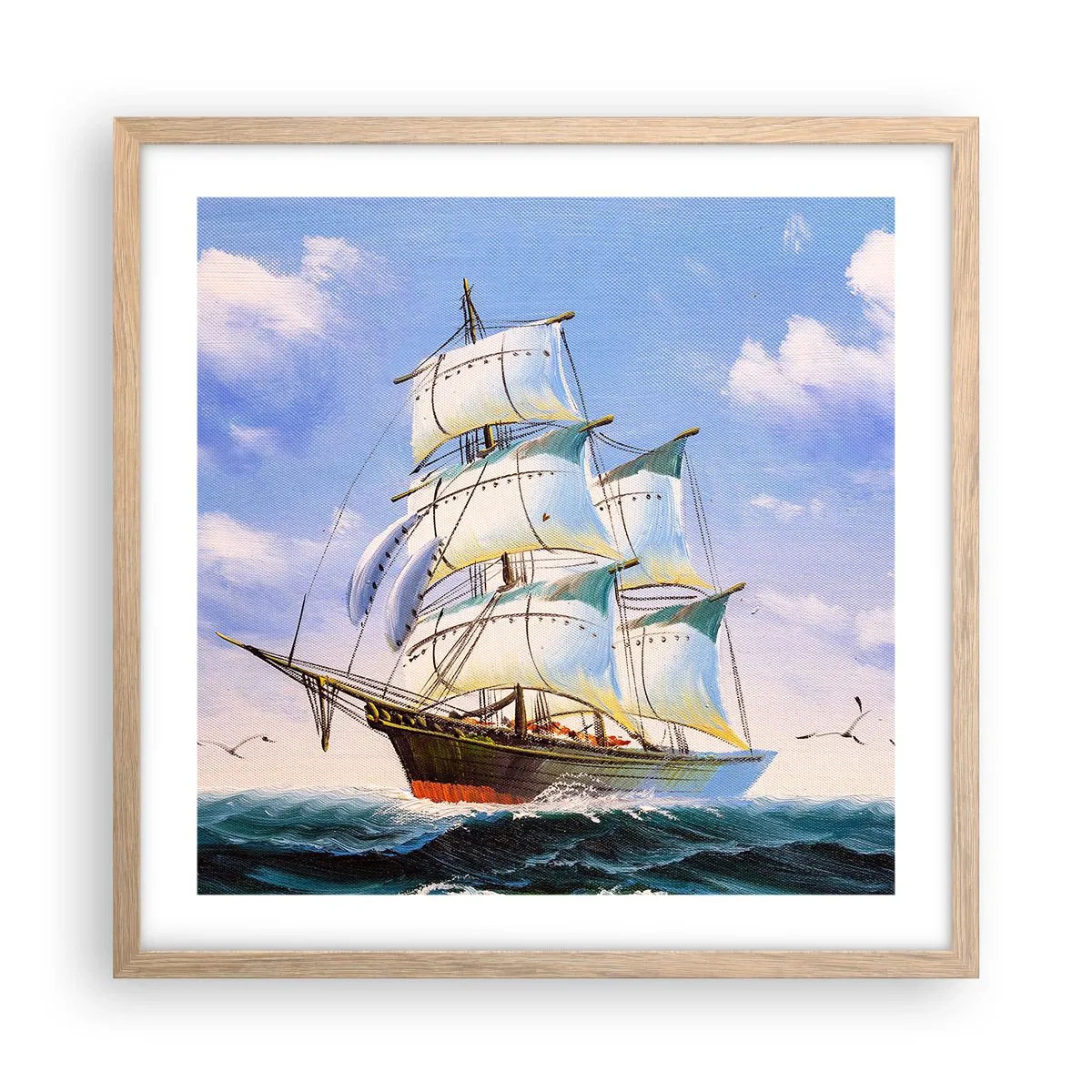Een poster in een licht eiken lijst - Trots met de wind - 50x50 cm