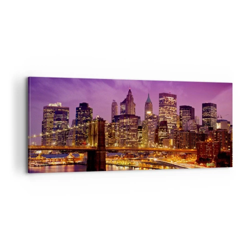 Schilderen op canvas - Violet-goud Manhattan - 100x40 cm