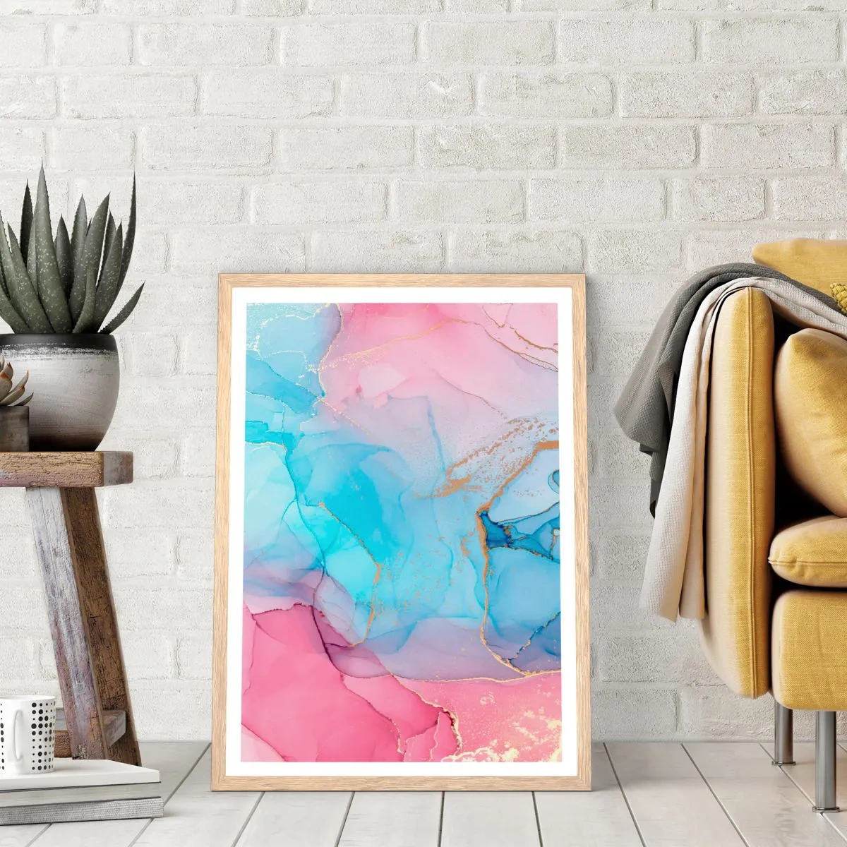 Een poster in een licht eiken lijst - Ontmoeting en interpenetratie - 61x91 cm