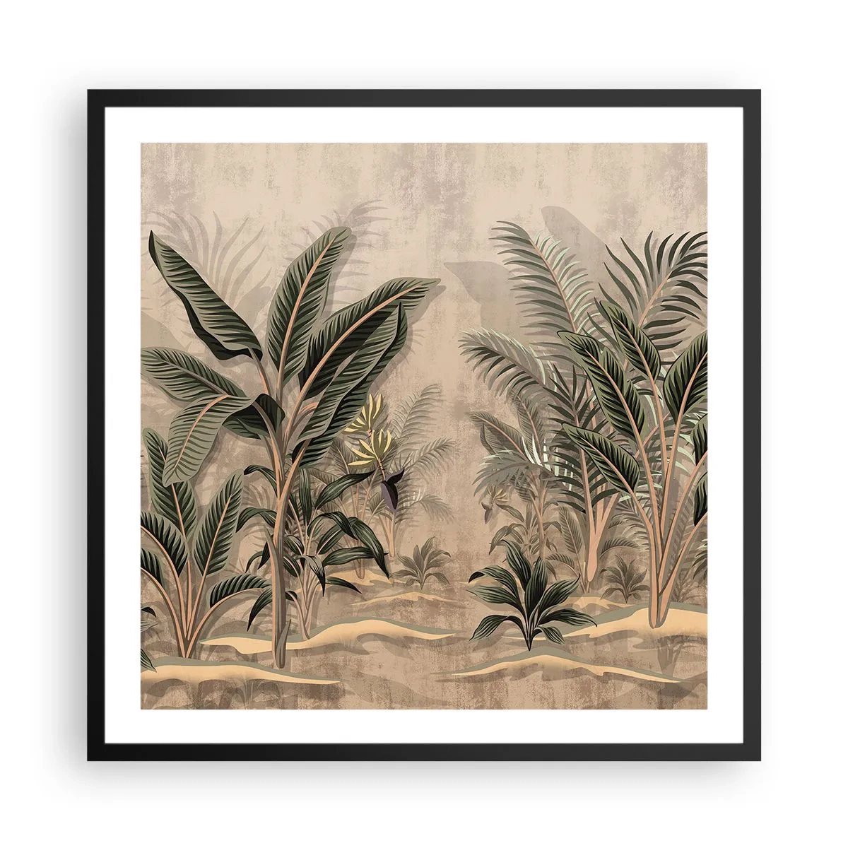 Poster in een zwarte lijst - Een gravure in koloniale stijl - 60x60 cm