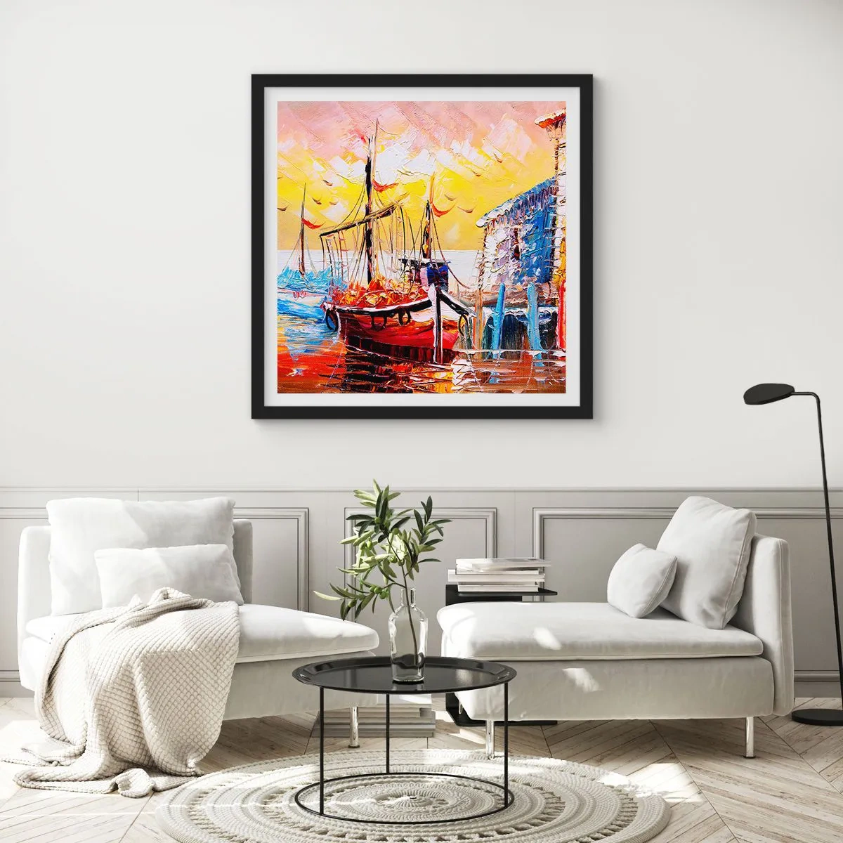 Poster in een zwarte lijst - Gelukkige terugkeer - 40x40 cm