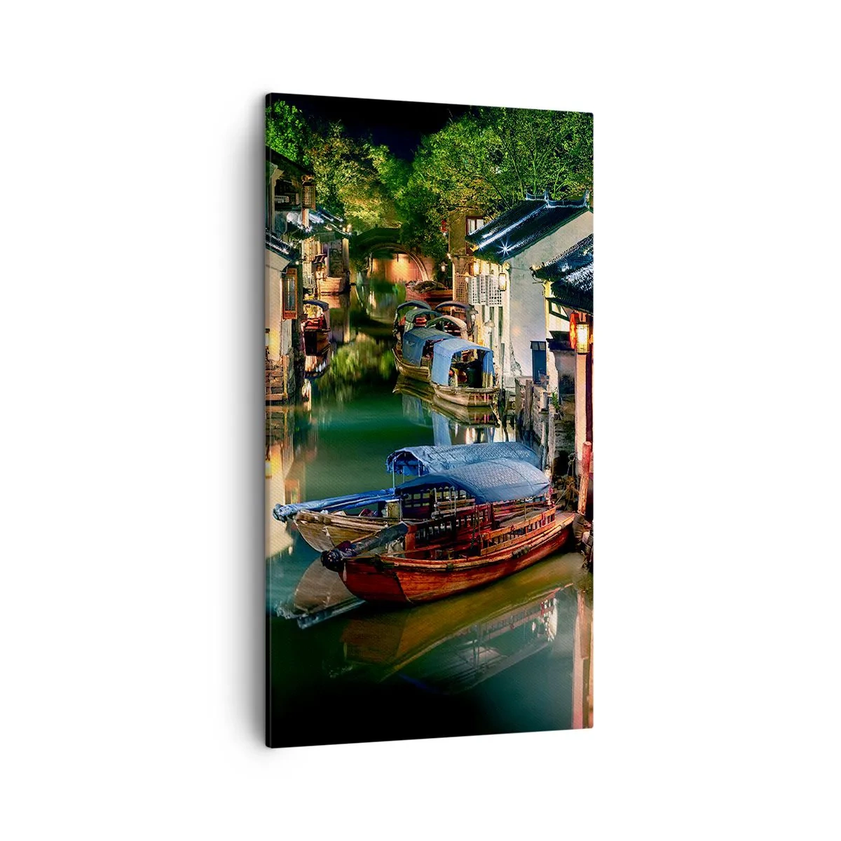 Schilderen op canvas - Een avond op een Chinese straat - 45x80 cm