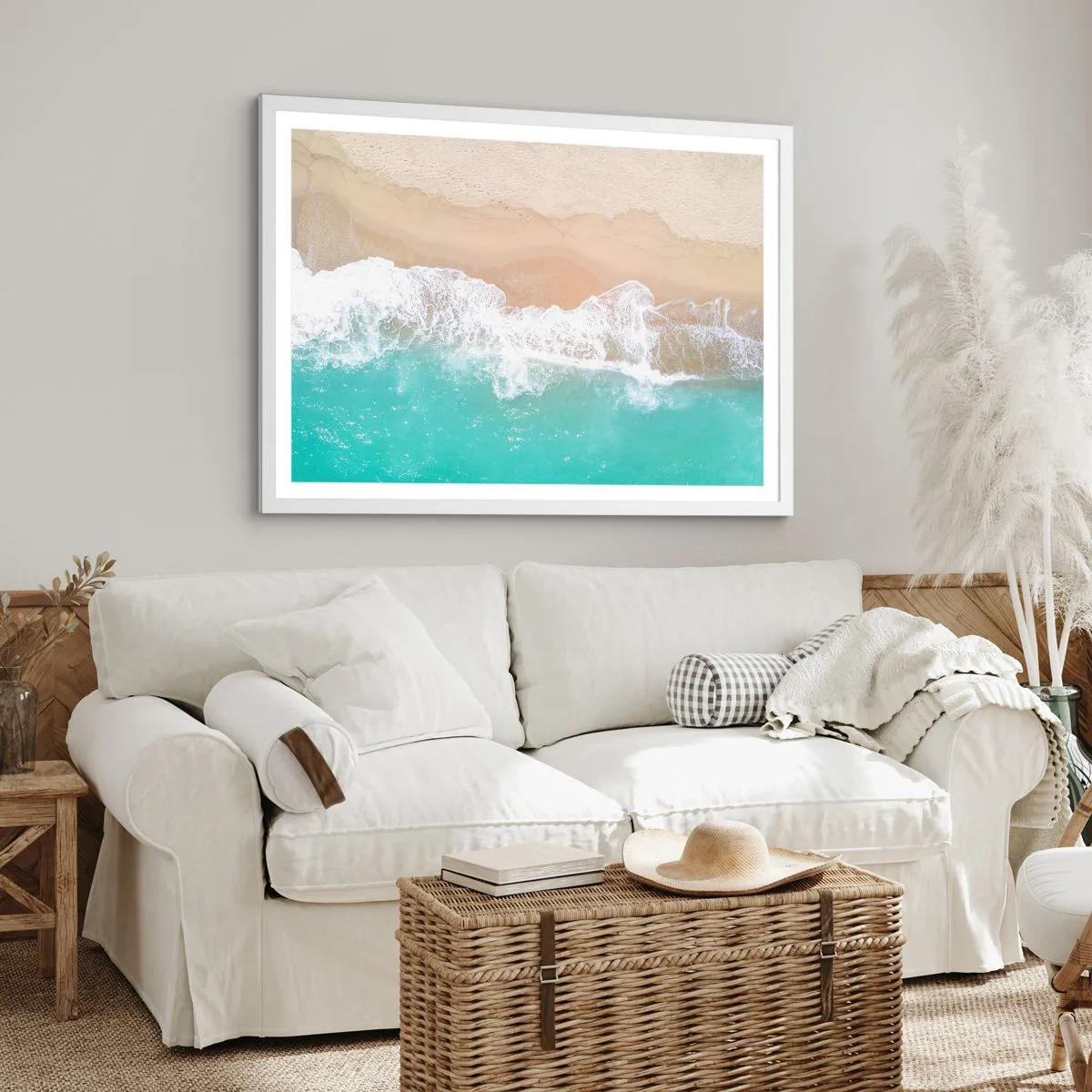 Poster in een witte lijst - Een strelende aanraking - 70x50 cm