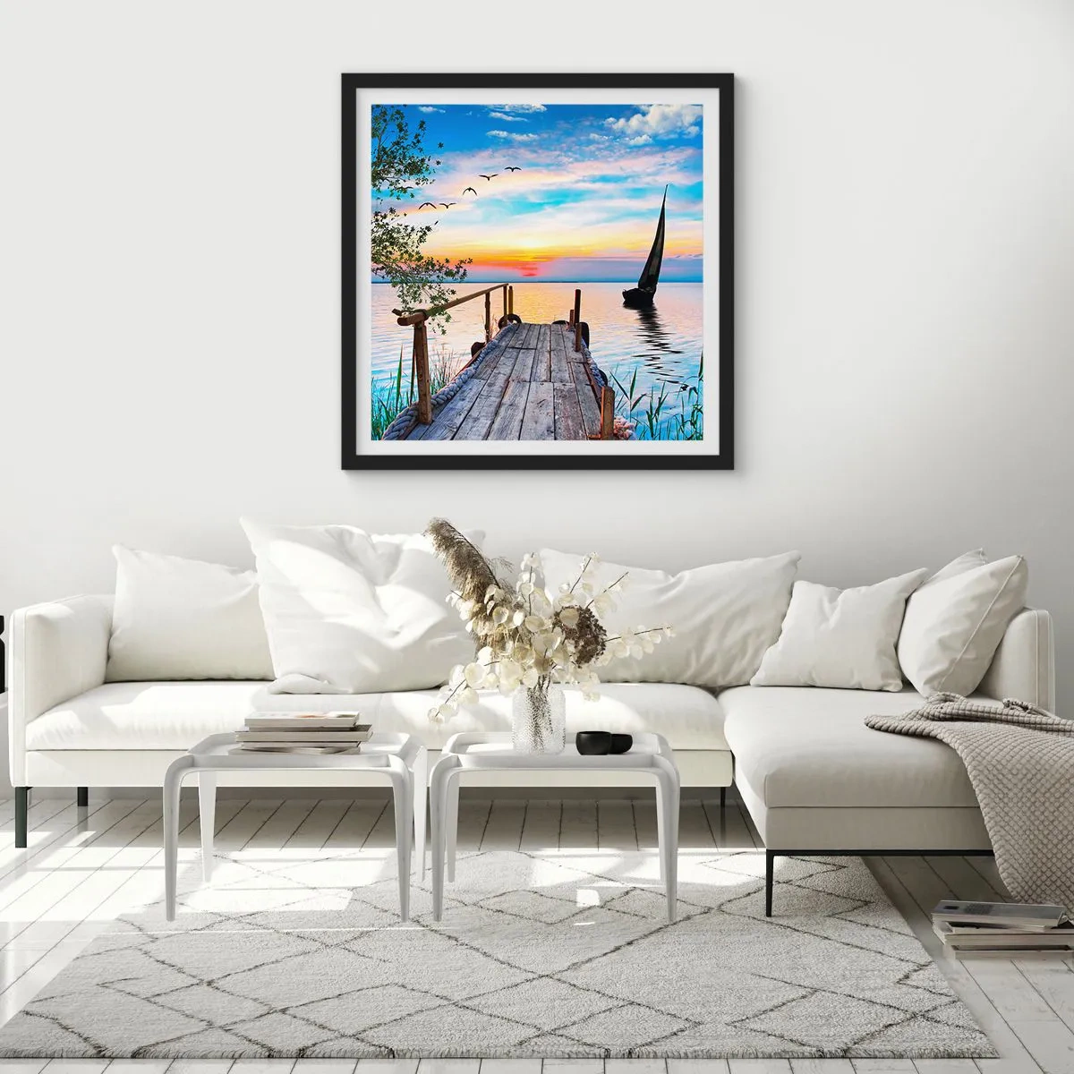 Poster in een zwarte lijst - Goedeavond - 60x60 cm