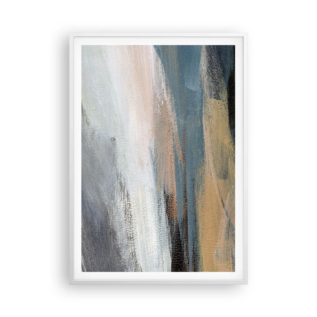 Poster in een witte lijst - Abstractie: noordelijk landschap - 70x100 cm