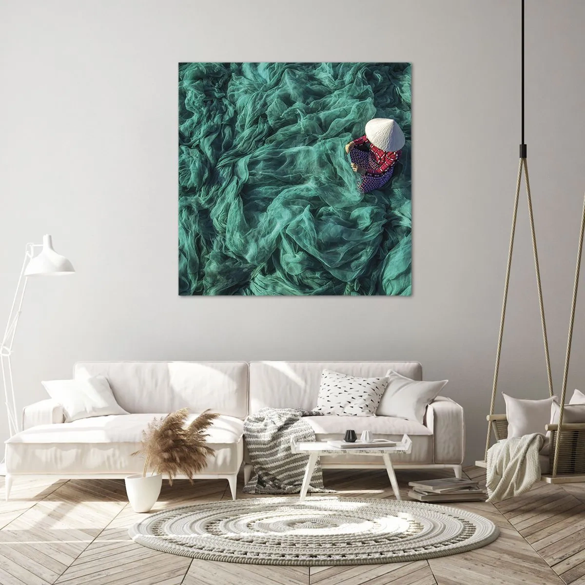 Schilderen op canvas - In een zee van netten - 30x30 cm