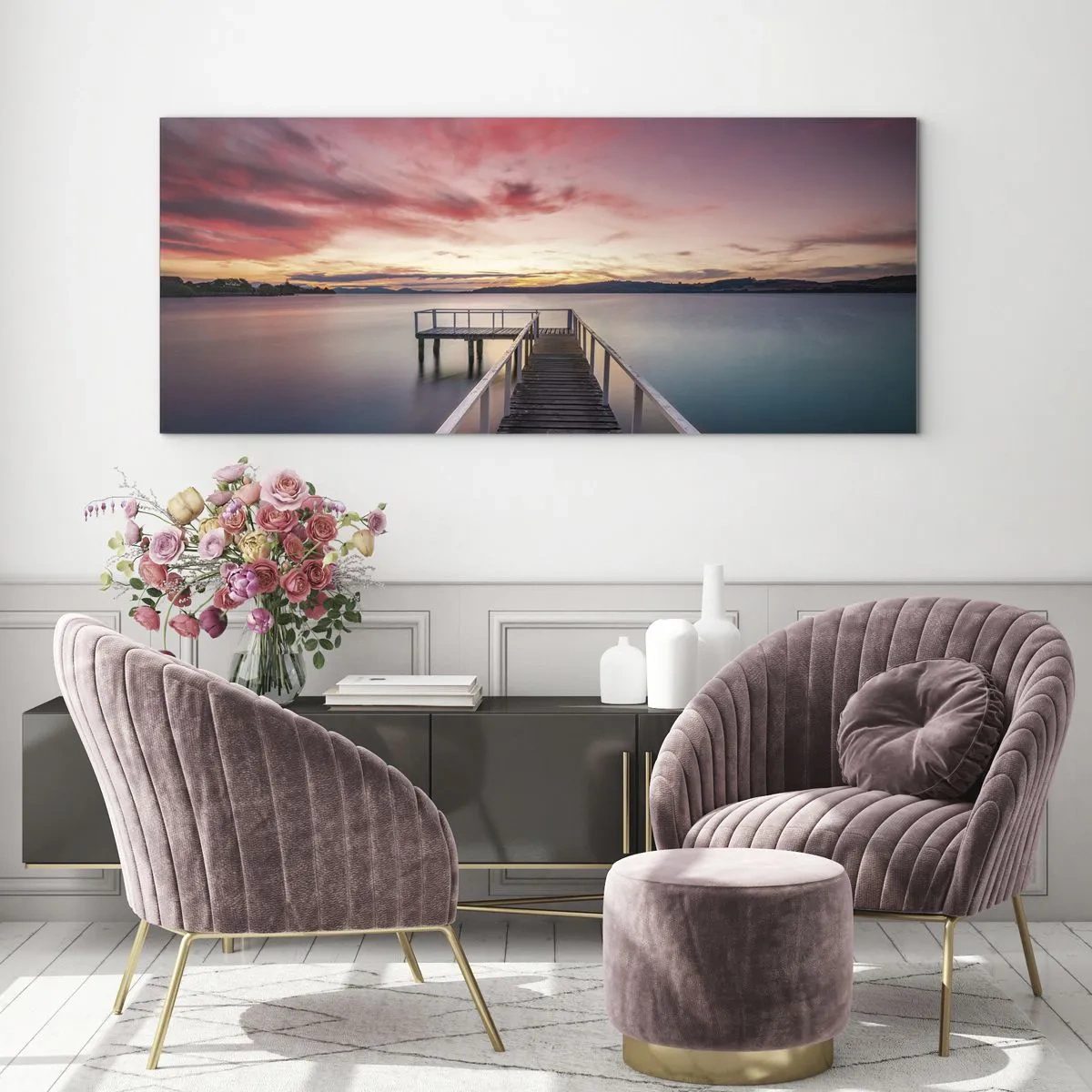 Schilderen op glas - De zachte vlam van de avond - 120x50 cm