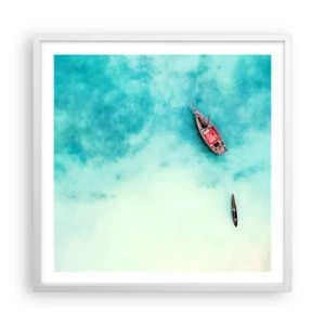 Poster in een witte lijst - Want op de stranden van Zanzibar, wanneer het teveel aan water ... - 60x60 cm