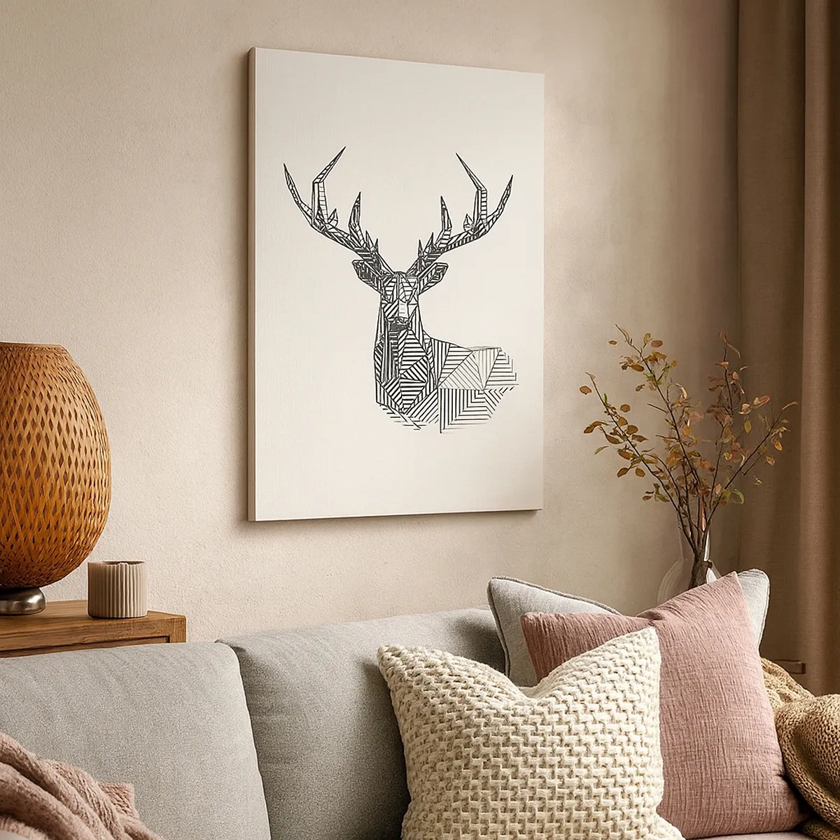 Schilderen op canvas - Een hert in kubistische stijl - 50x70 cm