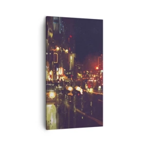Schilderen op canvas - Ondergedompeld in de lichten van de nacht - 45x80 cm