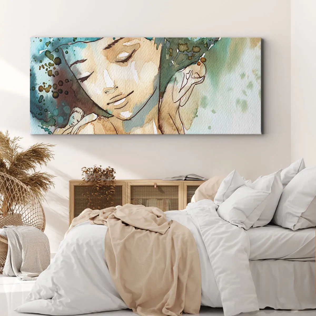 Schilderen op canvas - Dame in het blauw - 100x40 cm