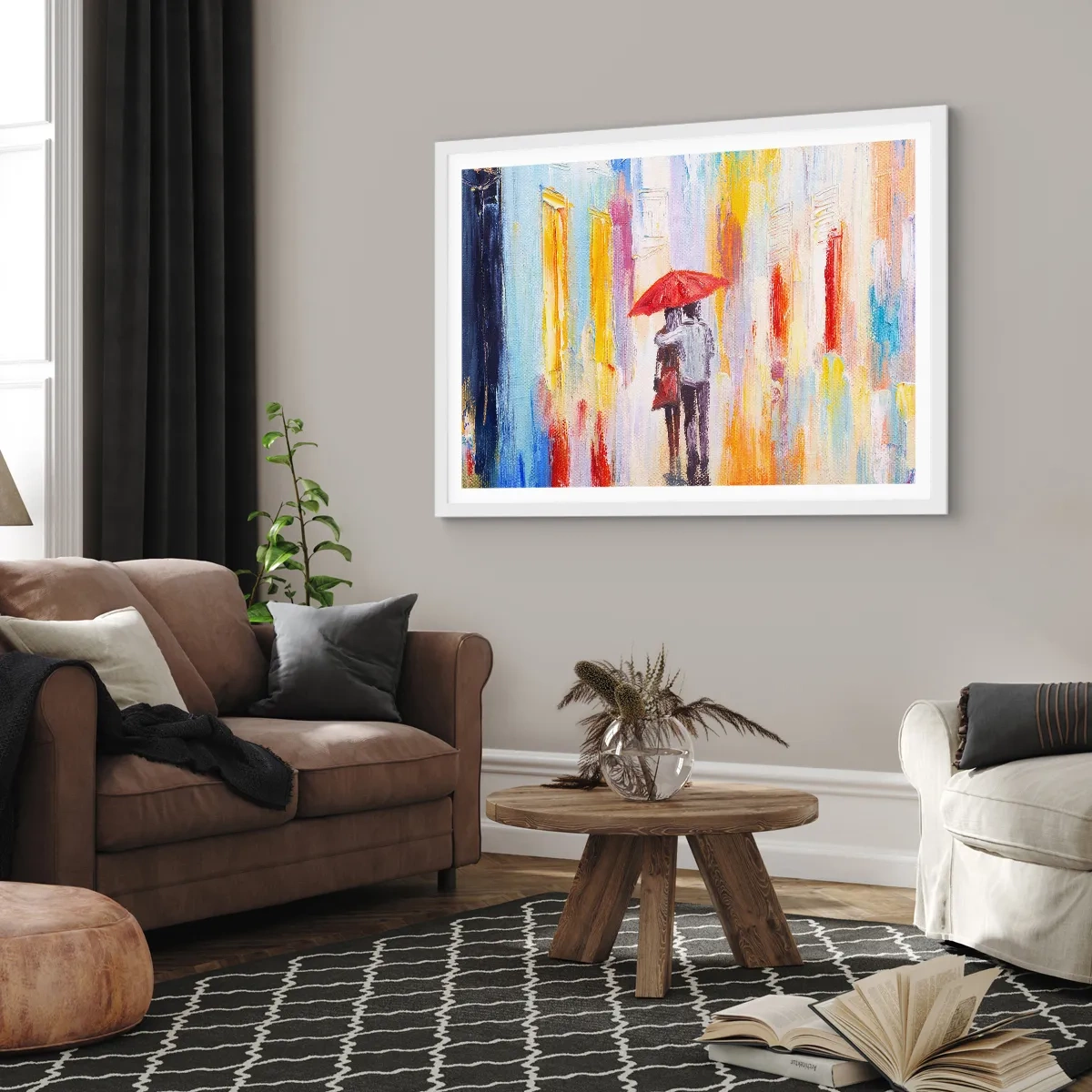 Poster in een witte lijst - Laat het maar regenen - 50x40 cm