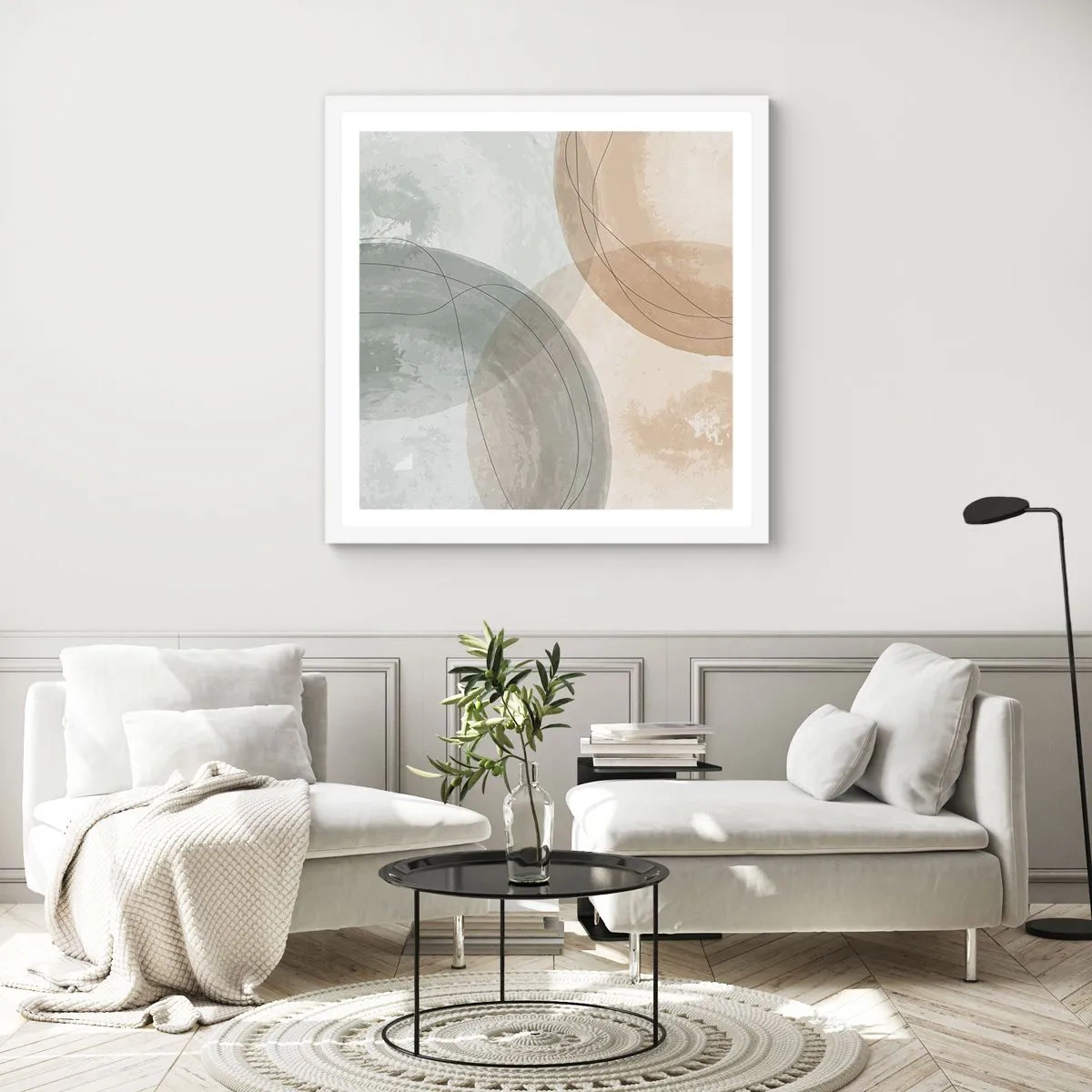 Poster in een witte lijst - Indringende werelden - 30x30 cm