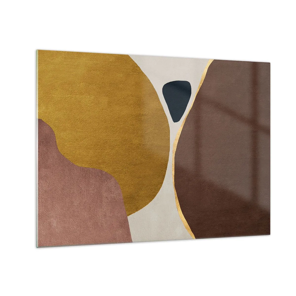 Schilderen op glas - Een minimalistische compositie van abstracte vormen - 70x50cm - Abstractie – een plek in de ruimte - Moderne wanddecoratie voor woonkamer en slaapkamer ARTTOR