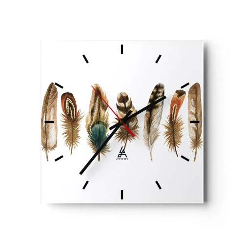 Wandklok - Klok - Een gevederde variatie - 30x30 cm