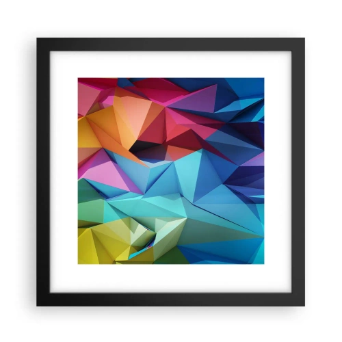Poster in een zwarte lijst - Regenboog origami - 30x30 cm