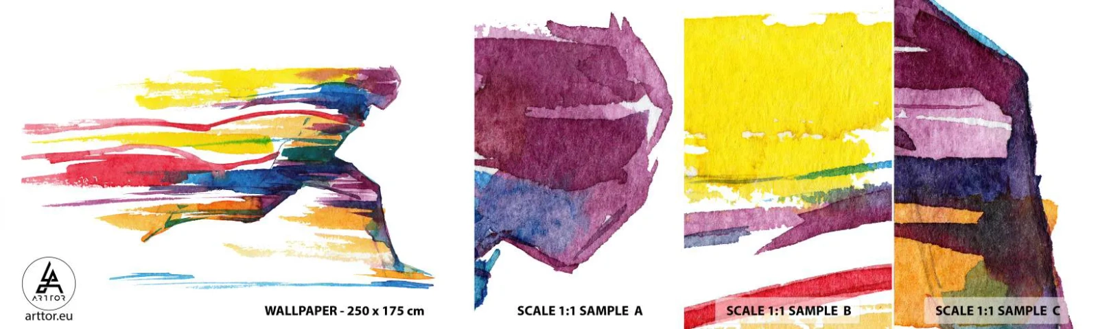 Fotobehang Staaltje Standard Eco - Rennend over de regenboog - Abstractie, Sport, Loper - 100x30 cm