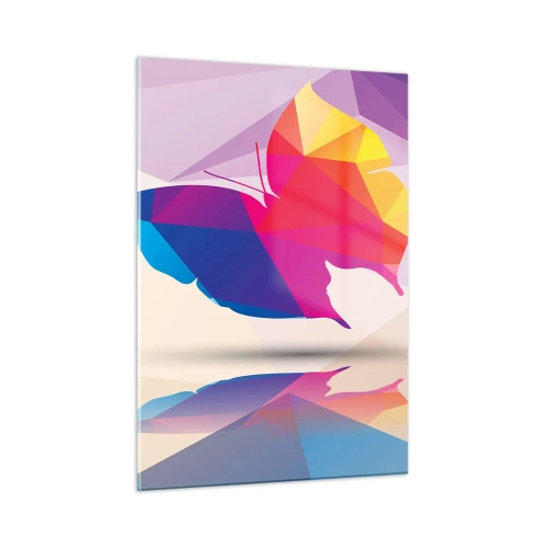 Schilderen op glas - Vlinder regenboog - 50x70 cm