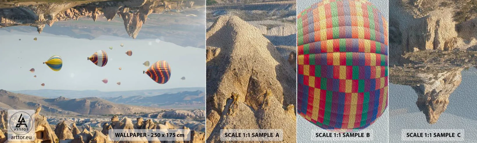 Fotobehang Monster Premium Sand - Alles is hier mogelijk - Abstractie, Ballonnen, Landschap - 100x30 cm