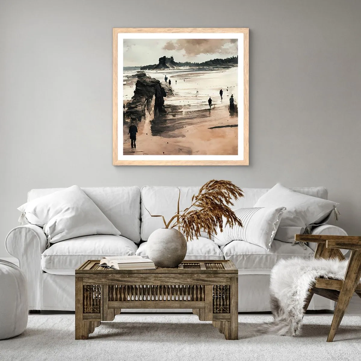 Een poster in een licht eiken lijst - Opgeroepen - 50x50 cm