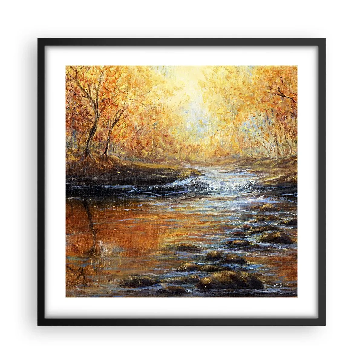 Poster in een zwarte lijst - De gouden stroom - 50x50 cm