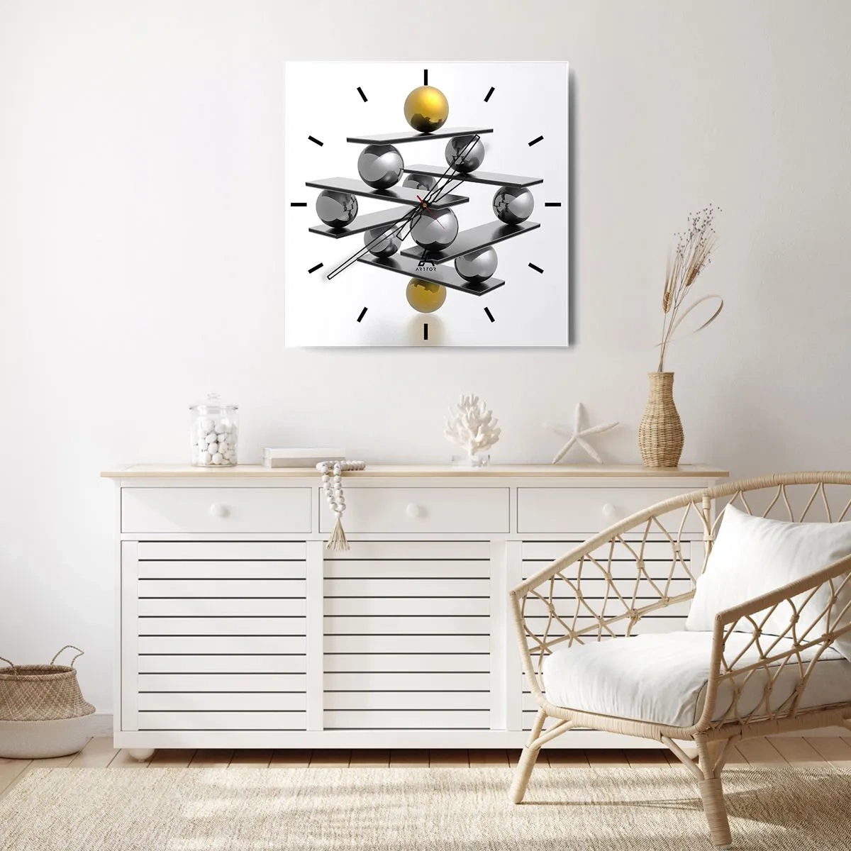 Wandklok - Klok - Goud-zilver balans - 30x30 cm